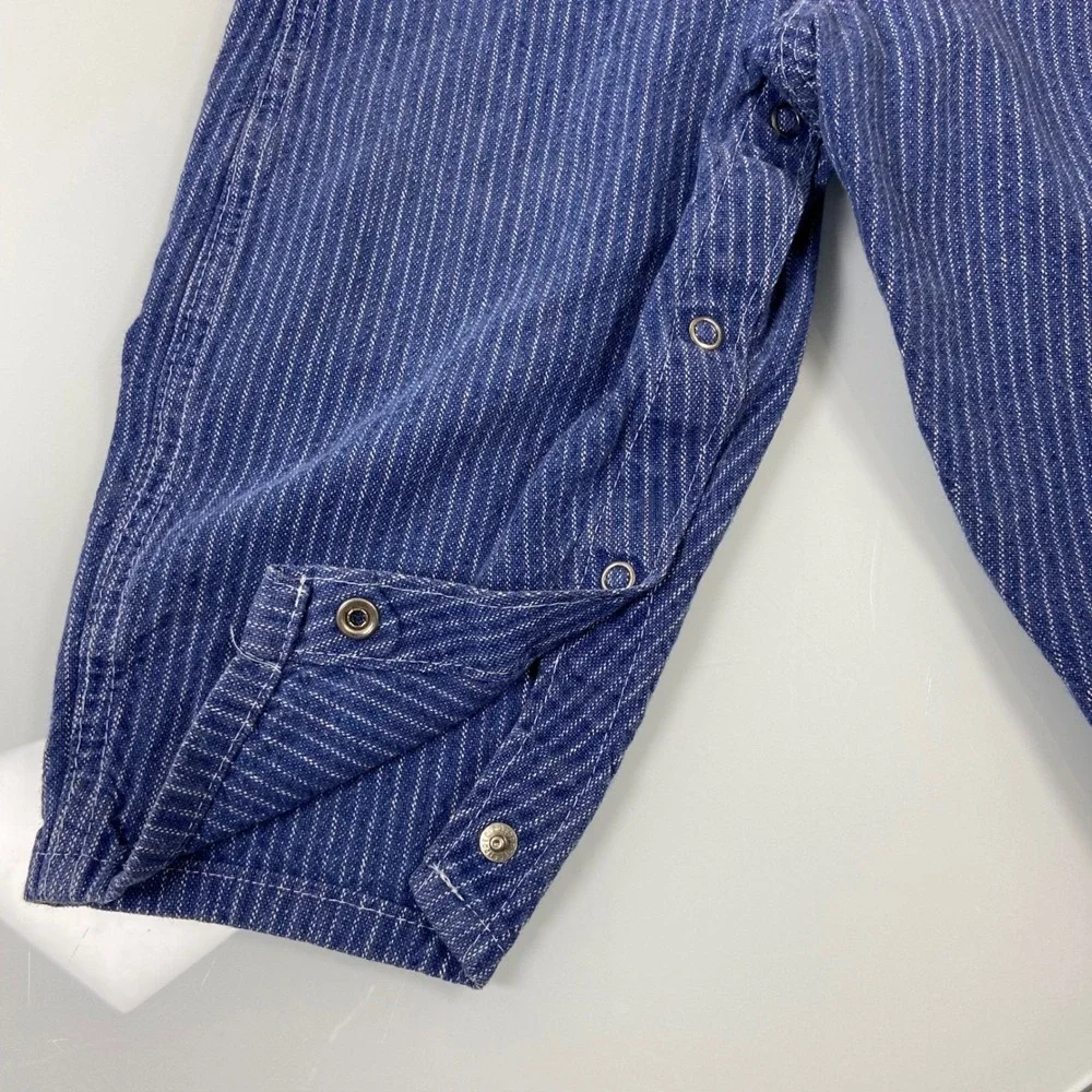 Baby OshKosh B'gosh Boys 24M Blue Pinstripe Railroad Denim‎ Overalls Vintage
